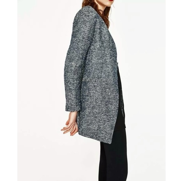 Zara Shiny Tweed Coat - Picture 3 of 15